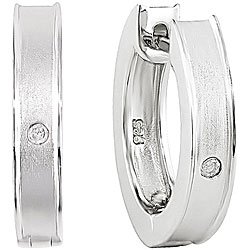 Sterling Silver Diamond Hoop Earrings