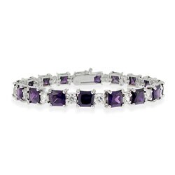 Icz Stonez Sterling Silver Amethyst and CZ Bracelet