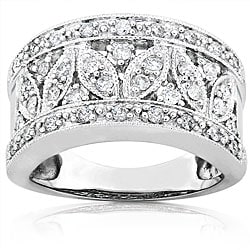 14k Gold 1/2ct TDW Diamond Floral Ring with Satin and Velvet Gift Box