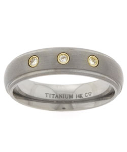 Men's Gold Titanium 14k 1/10ct TDW Round Diamond Band (H-I, I2)