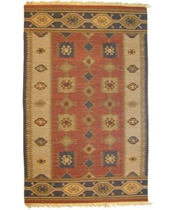 Hand-woven Nara Vista Flatweave Wool Rug (5' x 8')