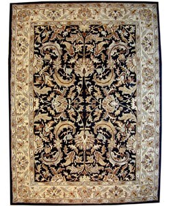 Hand-tufted Isphan Black/ Beige Wool Rug (8' x 11')