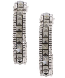 Sterling Silver Marcasite Hoop Earrings