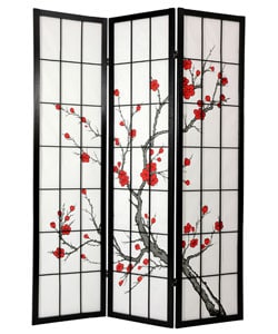 Spruce Wood and Rice Paper Cherry Blossom Shoji Screen (China)