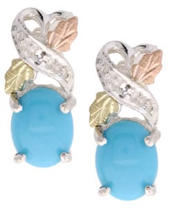 Black Hills Gold Silver & 14-kt Gold Diamond Turquoise Earrings