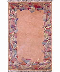Hand-knotted Abstract Peach Wool Rug (7'9 x 9'9)