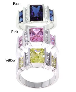 Icz Stonez Sterling Silver Color and White CZ Ring