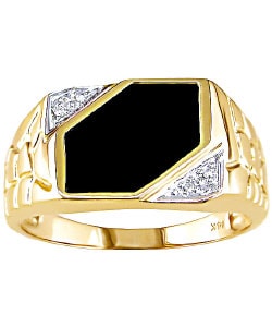 Miadora 14-kt. Yellow Gold Diamond Black Agate Ring