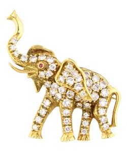 18k Yellow Gold 3ct TDW Diamond Elephant Pin (J, SI-1)