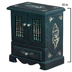 Hand-etched Teak Velvet Jewelry Box