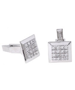 Icz Stonez  Sterling Silver  Plated CZ Cuff Links