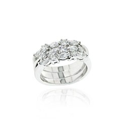 Icz Stonez Sterling Silver CZ 3-piece Stackable Ring