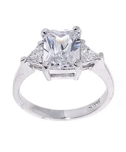Icz Stonez Sterling Silver Radiant-cut CZ Ring