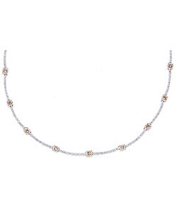 Icz Stonez Sterling Silver Champagne and Clear CZ Necklace