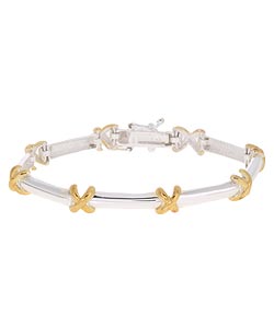 Sterling Silver Two-tone X Link Bracelet
