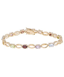 Glitzy Rocks 18k Gold on Silver Genuine Gemstone Bracelet