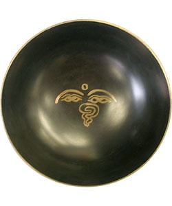 Recycled Hand-polished Brass Red Singing Meditation Bowl (Nepal)
