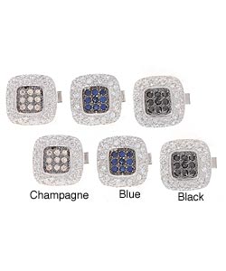Icz Stonez Sterling Silver CZ Square Cuff Links