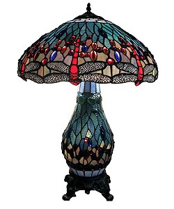 Tiffany-style Dragonfly Lamp with Lighted Base