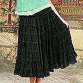 Women's Cotton 'Ebony Ruffles' Beaded Skirt (India)