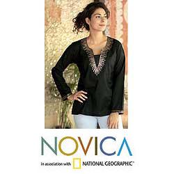 Handcrafted Cotton 'Fireworks' Tunic Blouse (India)
