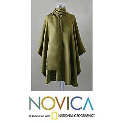'Olive Autumn' Alpaca Wool Cape and Scarf (Peru)