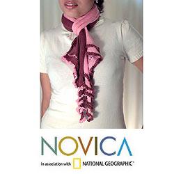 Alpaca Wool 'Rose Winter' Scarf (Peru)