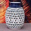 Handcrafted Ceramic 'Diamond Constellation' Vase (Mexico)