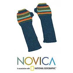 Alpaca Wool 'Andean Sunrise' Fingerless Mitt Gloves (Peru)