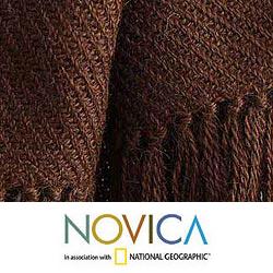 Alpaca Wool 'Oblique Cocoa' Men's Scarf (Peru)