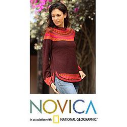 Alpaca Wool 'Plum Paradise' Sweater (Peru)