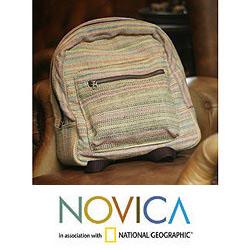 Cotton 'Mekong Lady' Medium Backpack (Thailand)