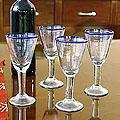 Set of 4 Blown Glass 'Bubbly' Wine Glasses (Guatemala)