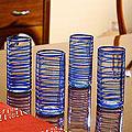Set of 4 Blown Glass 'Whirlwind' Tumblers (Guatemala)