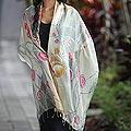 Silk 'Cherry Blossoms' Batik Shawl (Indonesia)