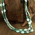 Sterling Silver 'Seashore' Aquamarine and Agate Necklace (India)