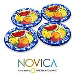 Set of 4 Ceramic 'Harvest' Dessert Plates (El Salvador)