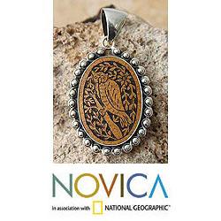 Sterling Silver 'Nocturnal Sage' Mate Gourd Pendant (Peru)