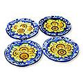 Set of 4 Ceramic 'Sunflowers' Dessert Plates (El Salvador)