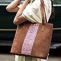 Leather 'Comalapa Art' Tote Handbag (Guatemala)