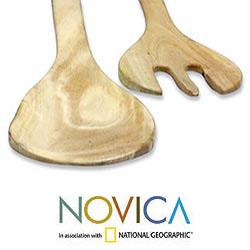 Set of 2 Granadillo Wood 'Nature's Gift'  Salad Servers (Guatemala)