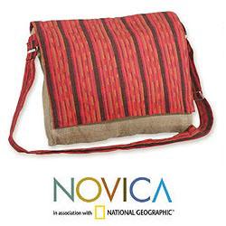 Jute and Cotton 'Maya Sunset' Medium Messenger Bag (Guatemala)