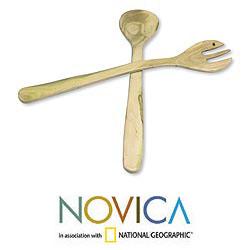 Set of 2 Granadillo Wood 'Nature's Gift'  Salad Servers (Guatemala)
