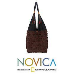 Cotton Blend 'Sublime Brown' Medium Shoulder Bag (Thailand)