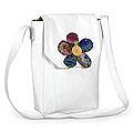 Leather 'White Maya Flower' Medium Shoulder Bag (Guatemala)
