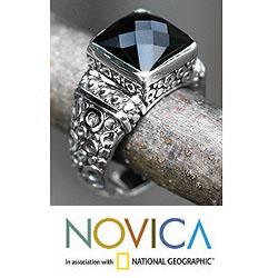 Men's Sterling Silver 'Midnight Shadow' Onyx Ring (Indonesia)