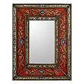 Glass Cedar Wood 'Red Cajamarca Warmth' Mirror (Peru)