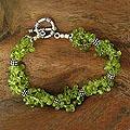 Sterling Silver 'Song of Summer' Peridot Beaded Bracelet (India)