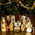 Set of 11 Pinewood 'Christmas Gift' Nativity Scene (El Salvador)