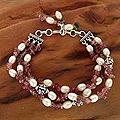 Sterling Silver 'Bihar Rose' Pearl Bracelet (6.5 - 7 mm) (India)
